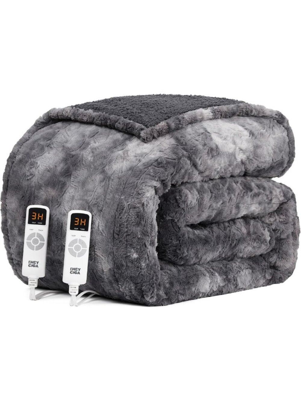 Cozy Electric Heated Queen Blanket - 9 Heat Settings, 10H Auto Shut-Off, Grey